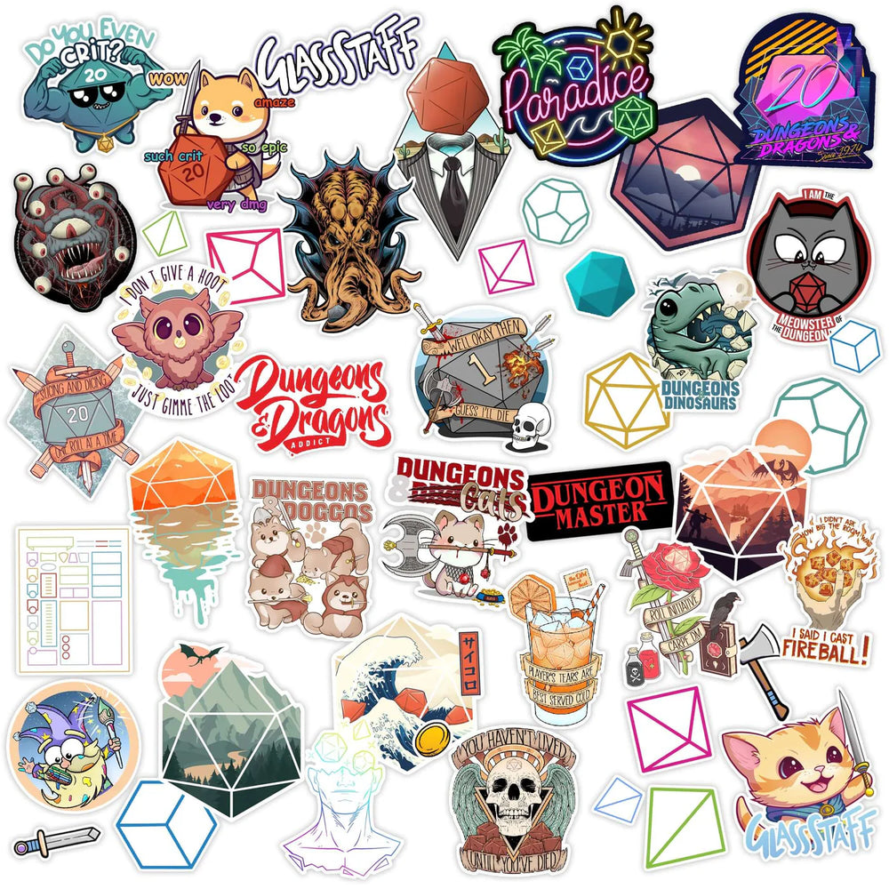 GlassStaff DnD StickerBomb Pack - 40+ Vinyl Stickers