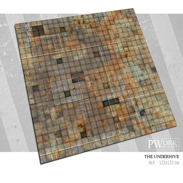 PWork Wargames Neoprene/Rubber Terrain Mat: The Underhive - 4'x4'