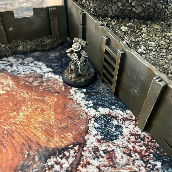 PWork Wargames Neoprene/Rubber Terrain Mat: Trench Warfare - 44x90"
