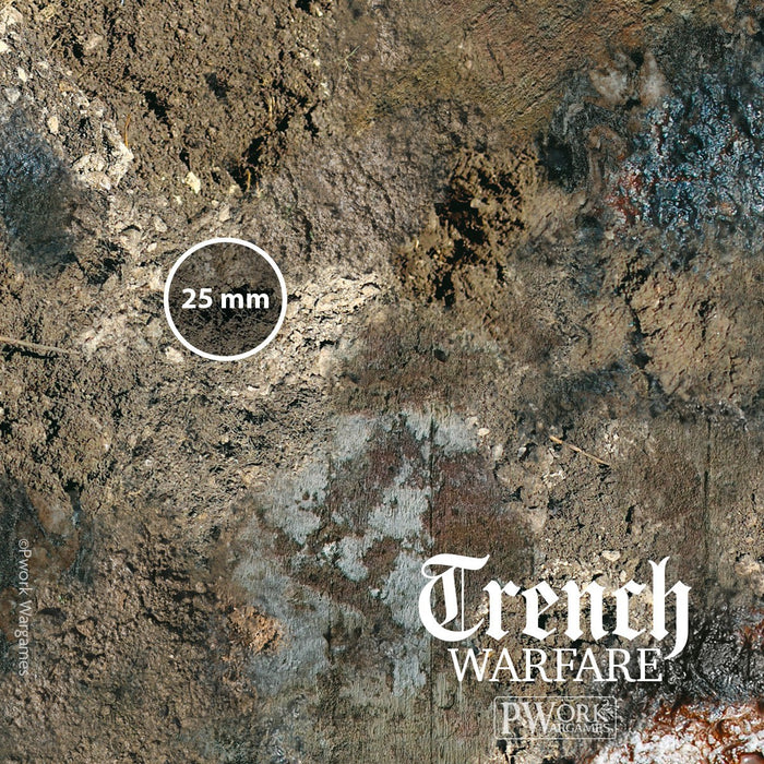 PWork Wargames Neoprene/Rubber Terrain Mat: Trench Warfare - 44x90"