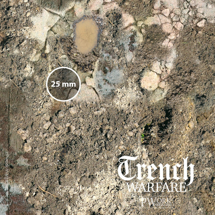PWork Wargames Neoprene/Rubber Terrain Mat: Trench Warfare - 44x90"