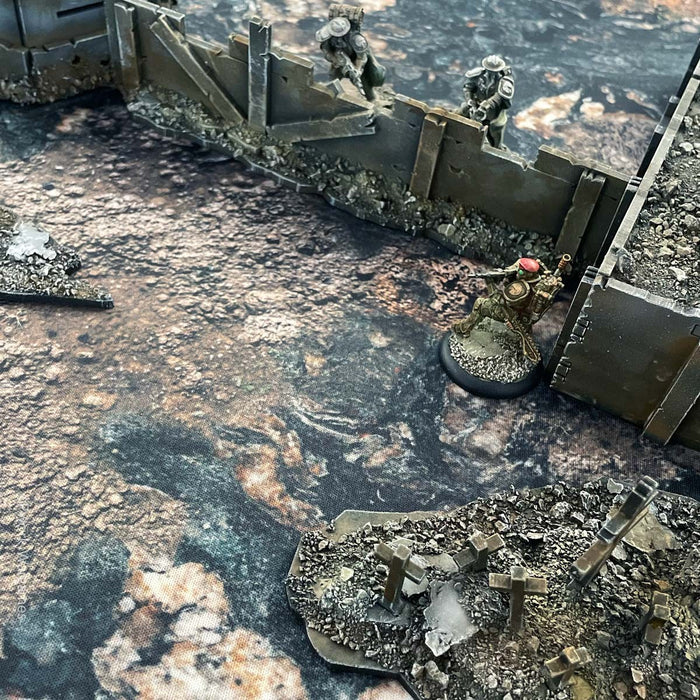 PWork Wargames Neoprene/Rubber Terrain Mat: Trench Warfare - 44x90"