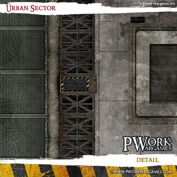 PWork Wargames Neoprene/Rubber Terrain Mat: Urban Sector - 44x60"