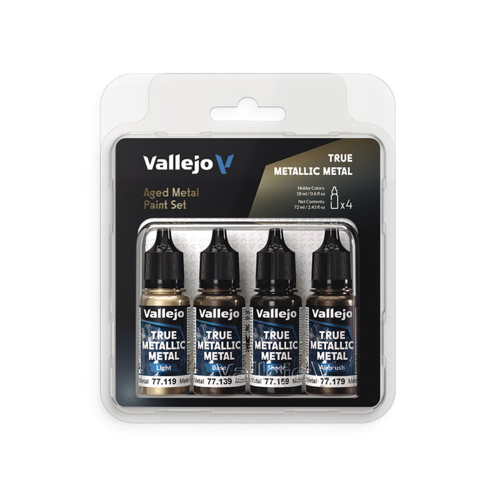 Vallejo True Metallic Metal Paint Set - Aged Metal