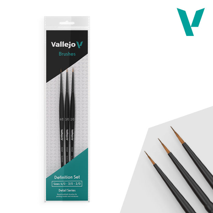 Vallejo Detail Definition Set - Synthetic Round Brush (Sizes 4/0, 3/0 & 2/0)
