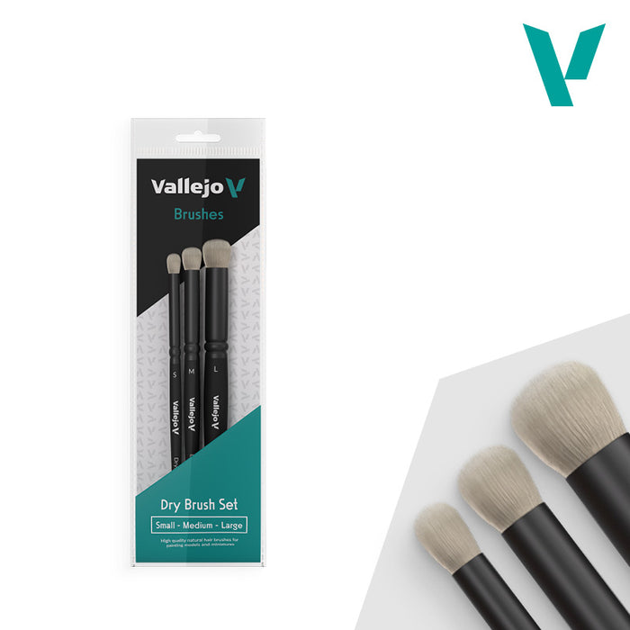 Vallejo Dry Brush Set - Natural Hair - (S,M, & L)