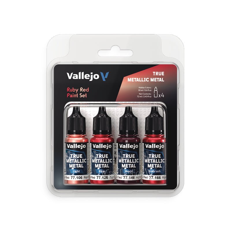Vallejo True Metallic Metal Paint Set - Ruby Red
