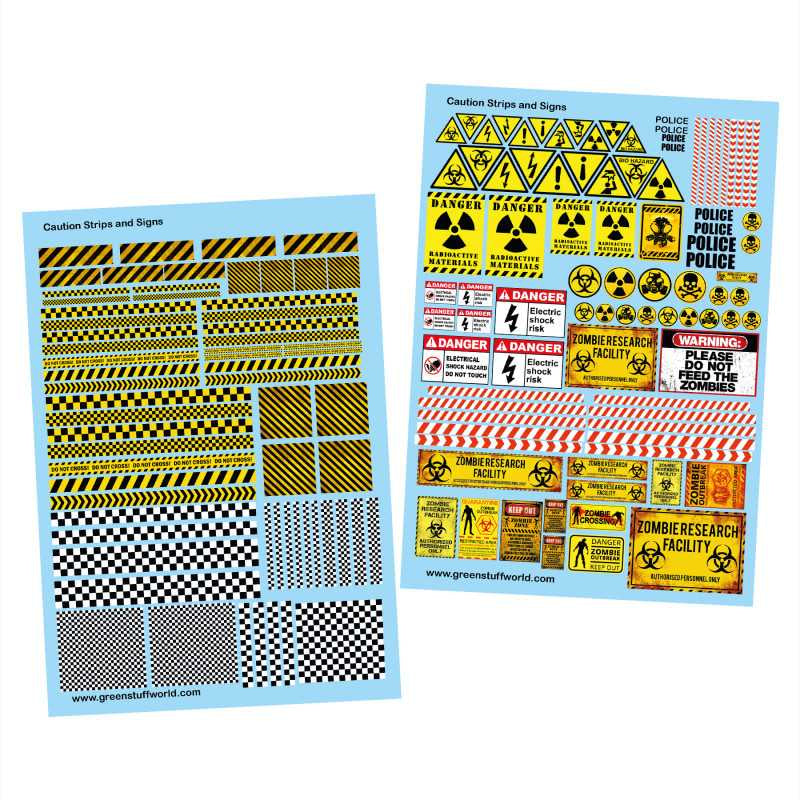 Waterslide Decals - Caution Strips and Signs
