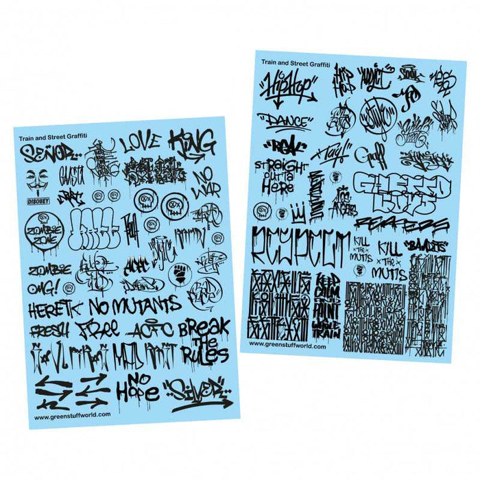 Waterslide Decals - Train and Graffiti Mix - Black
