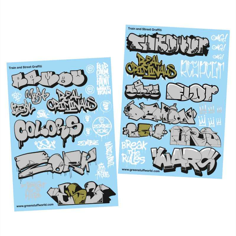 Waterslide Decals - Train and Graffiti Mix - Silver and Gold