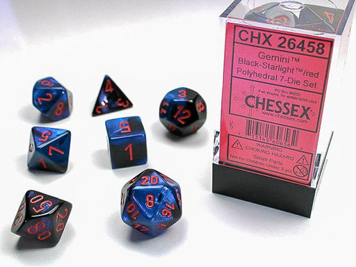 Chessex Polyhedral Dice: Gemini Black-Starlight/Red (7-Die Set)
