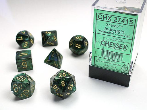 Chessex Polyhedral Dice: Gemini Jade/Gold (7-Die Set)