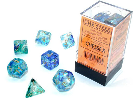 Chessex Polyhedral Dice: Nebula Oceanic/Gold(7-Die Set)