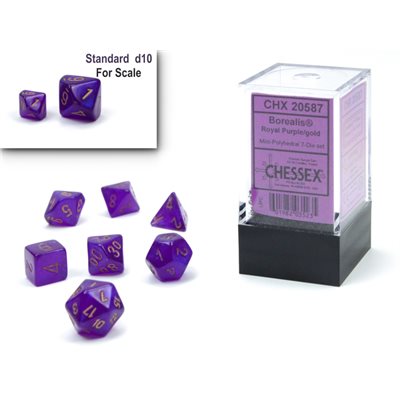 CHESSEX: Borealis Mini Purple/Gold Luminary (7-Die) RPG Set