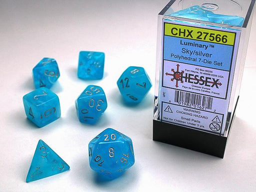 Chessex Polyhedral Dice: Luminary Polyhedral Sky/Silver (7-Die Set)