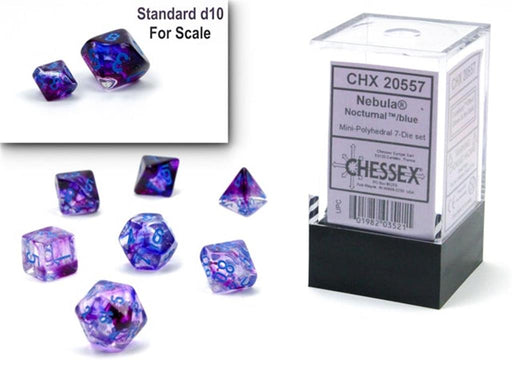 CHESSEX: Nebula Mini Nocturnal/Blue (7-Die) RPG Set