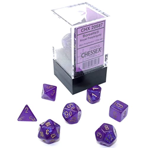 CHESSEX: Borealis Mini Purple/Gold Luminary (7-Die) RPG Set