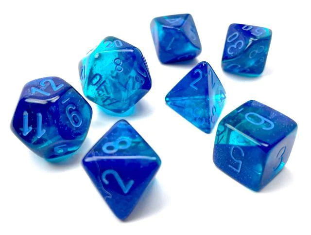 Chessex Gemini Dice - Polyhedral 7-Die - Blue-Blue/light blue Luminary