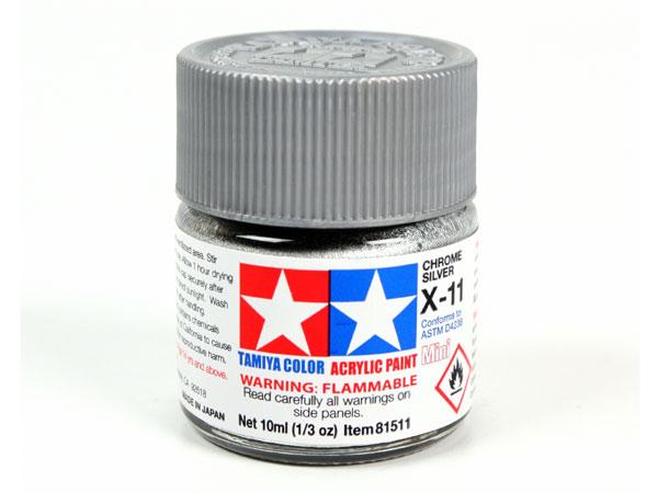 X-11 Chrome Silver Mini Acrylic Paint - 10ml