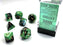Chessex Polyhedral Dice: Gemini Black-Green/Gold (7-Die Set)