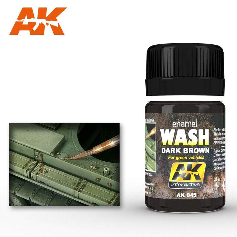 AK Interactive: DARK BROWN WASH FOR GREEN VEHICLES 35ML