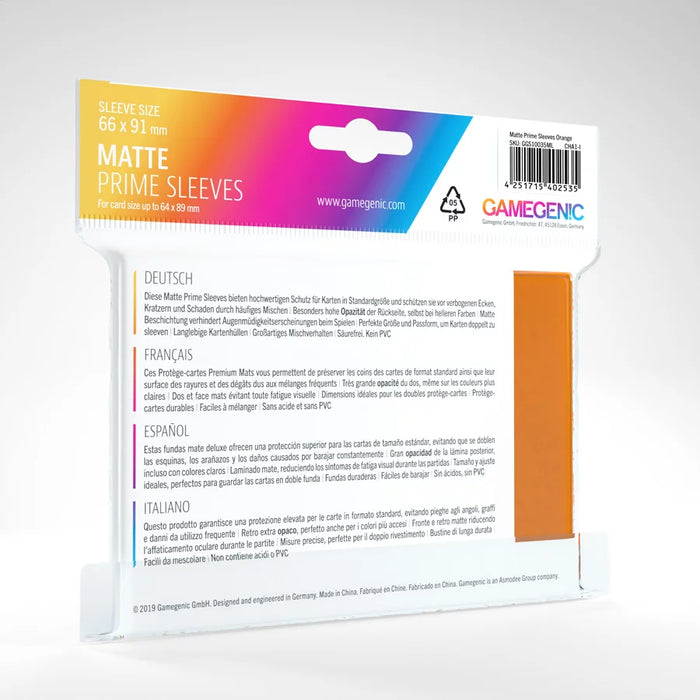 Gamegenic - Matte Prime Sleeves - Orange (100 Sleeves)