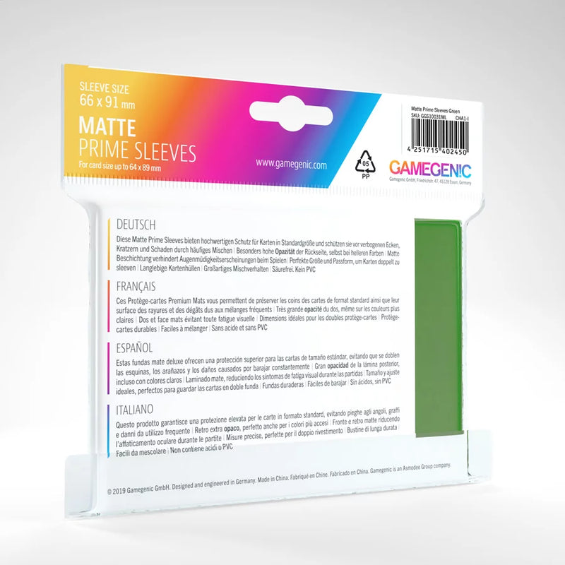 Gamegenic - Matte Prime Sleeves - Green (100 Sleeves)