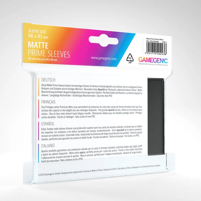 Gamegenic - Matte Prime Sleeves - Black (100 Sleeves)