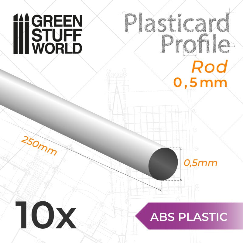 ABS Plasticard Profile RODs - 0.5mm