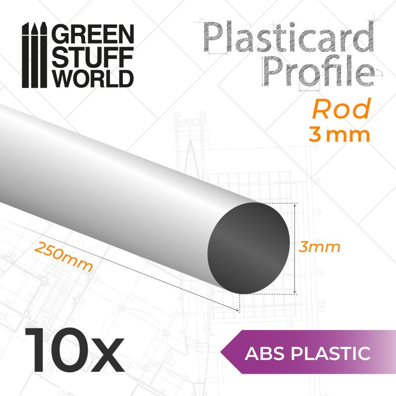 ABS Plasticard Profile RODs - 3.0mm