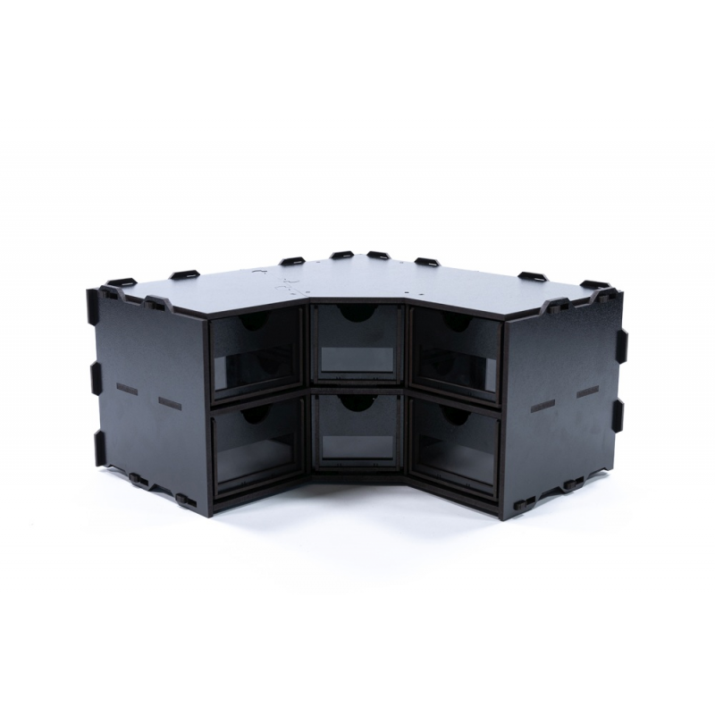 Black Paint Rack: Corner With Drawers