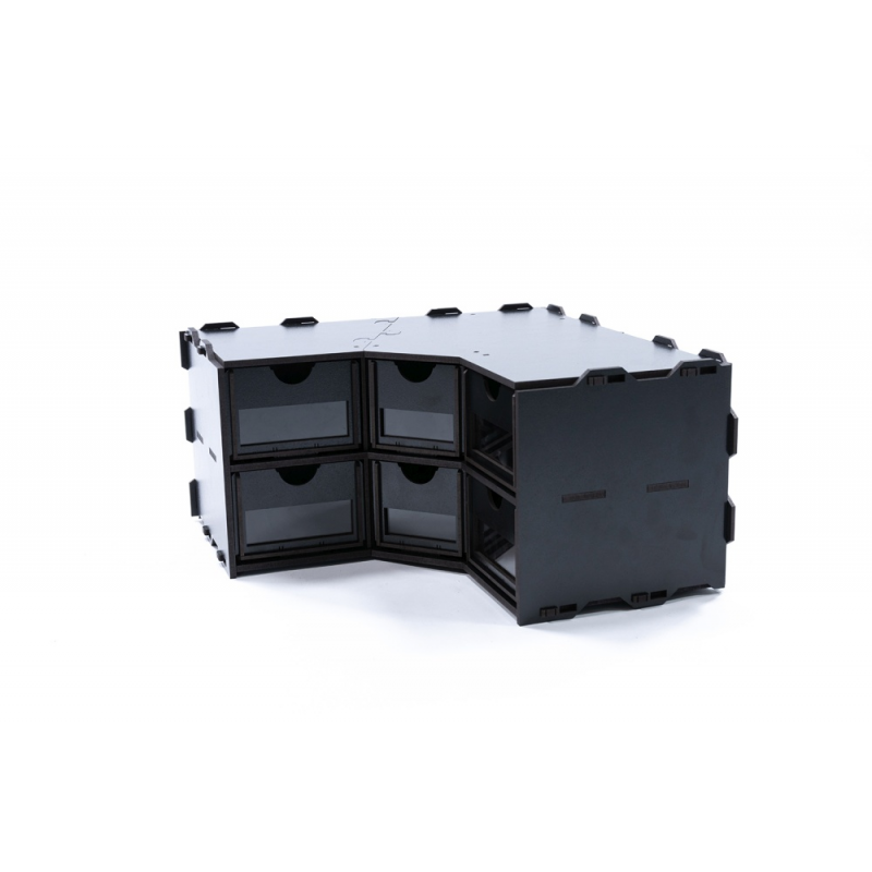 Black Paint Rack: Corner With Drawers
