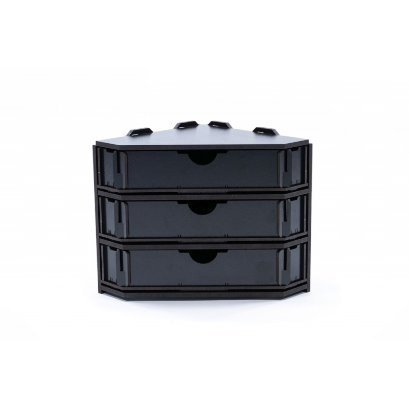 Black Paint Rack: End piece with drawers