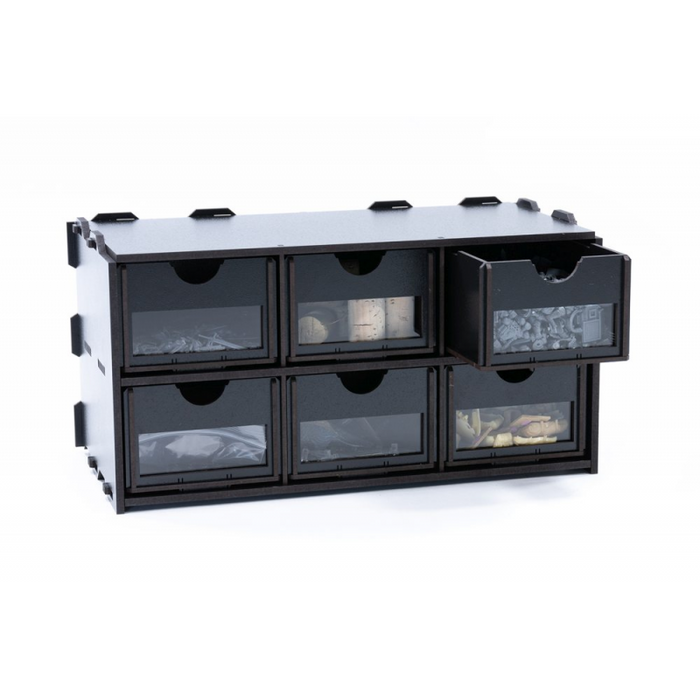 Black Paint Rack: cabinet with 6 drawers