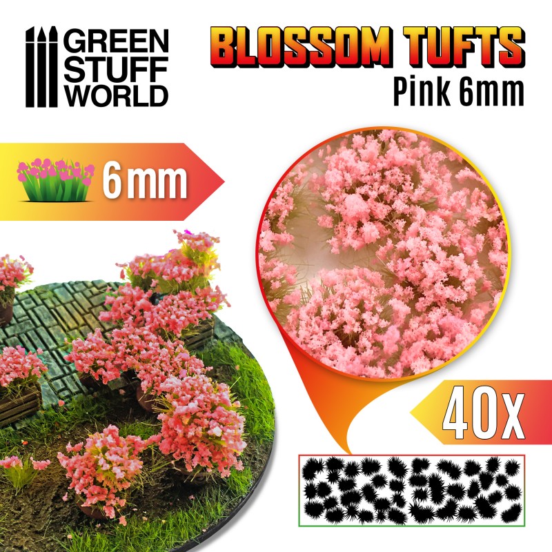Blossom TUFTS - 6mm self-adhesive - Pink Flowers
