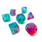 Chessex Gemini Dice - Polyhedral 7-Die - Gel Green-Pink/blue Luminary
