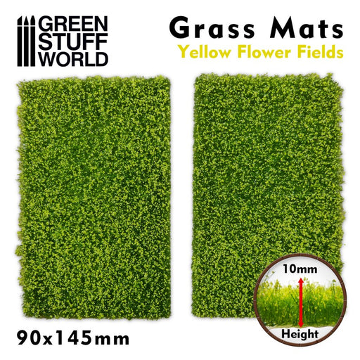 Grass Mat Cutouts 90x145mm - Yellow Flowers Fields