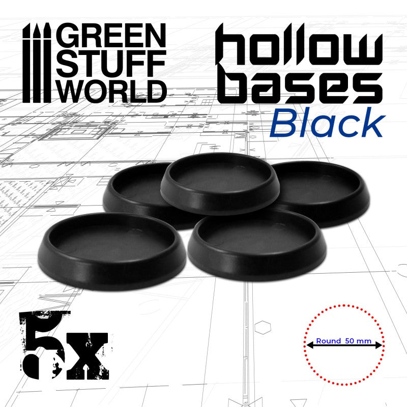 Hollow Plastic Bases - Round 50mm Black
