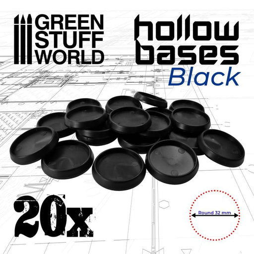 Hollow Plastic Bases - Round 32mm Black