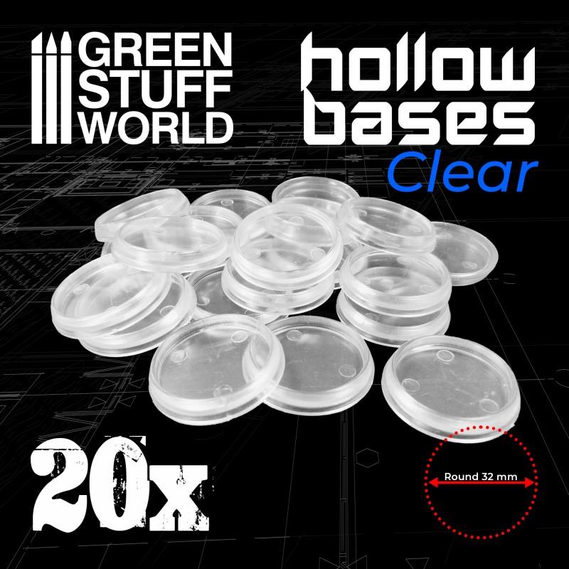 Hollow Plastic Bases - Round 32mm Transparent