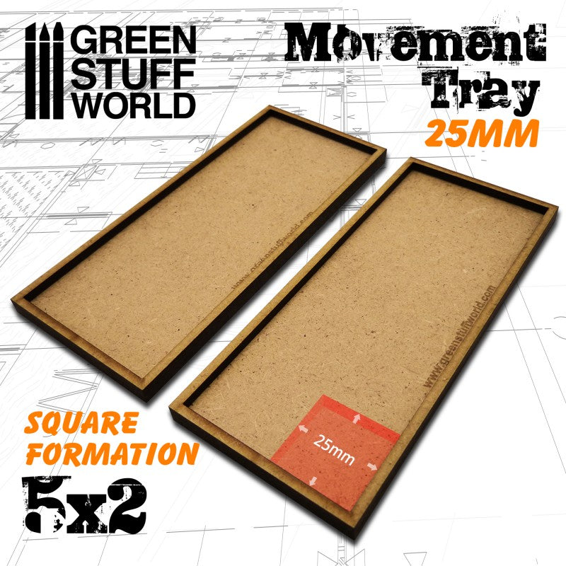 MDF Movement Trays 25mm 5x2 - Square Formation