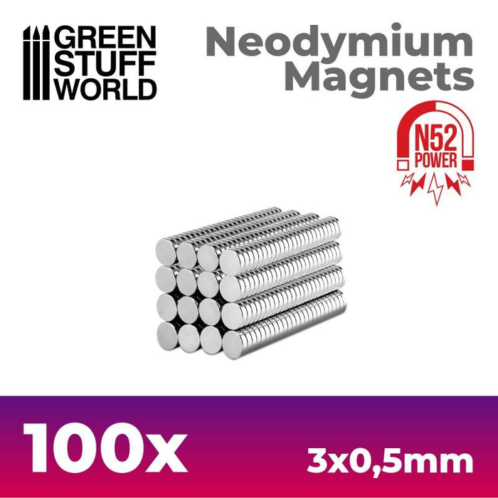 Neodymium Magnets 3x0'5mm - 100 units (N52)