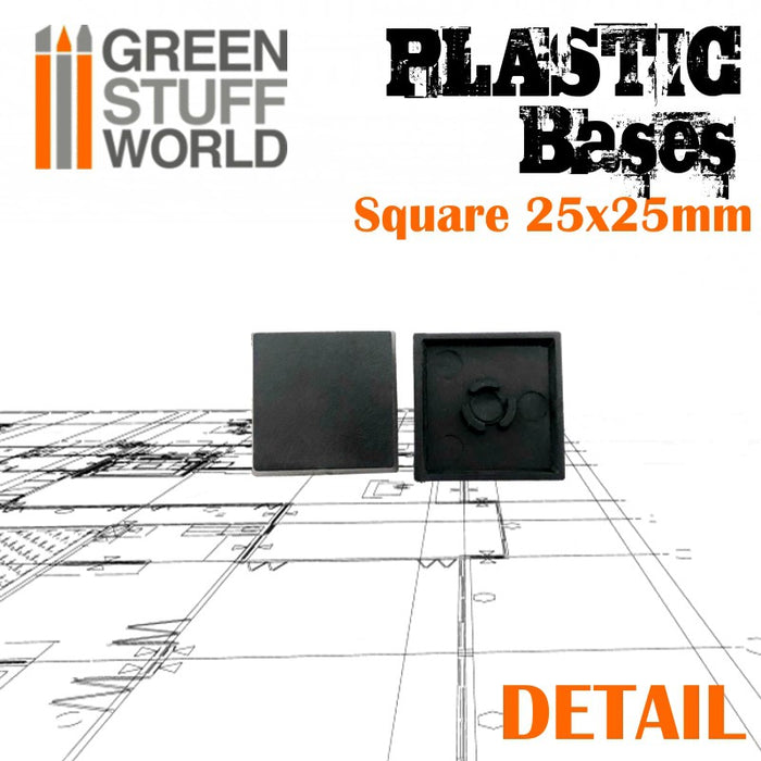 Plastic Bases - Square 25x25mm Black