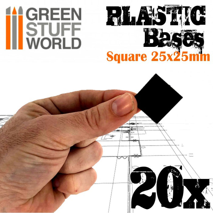 Plastic Bases - Square 25x25mm Black