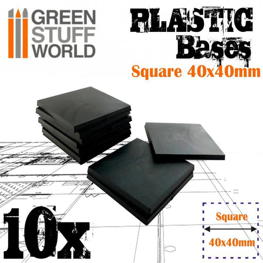 Plastic Bases - Square 40x40mm Black