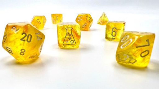 Chessex Polyhedral Lab Dice: Canary/white Luminary 7-Die Set With Bonus Dice