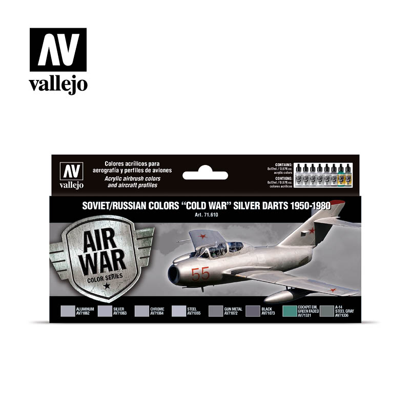 Vallejo Model Air Set - Soviet/Russian colors “Cold War” Silver Darts 1950-1980