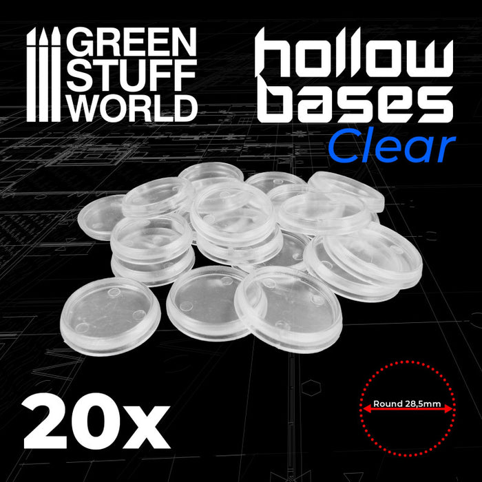 Hollow Plastic Bases - Round 28.5mm Transparent